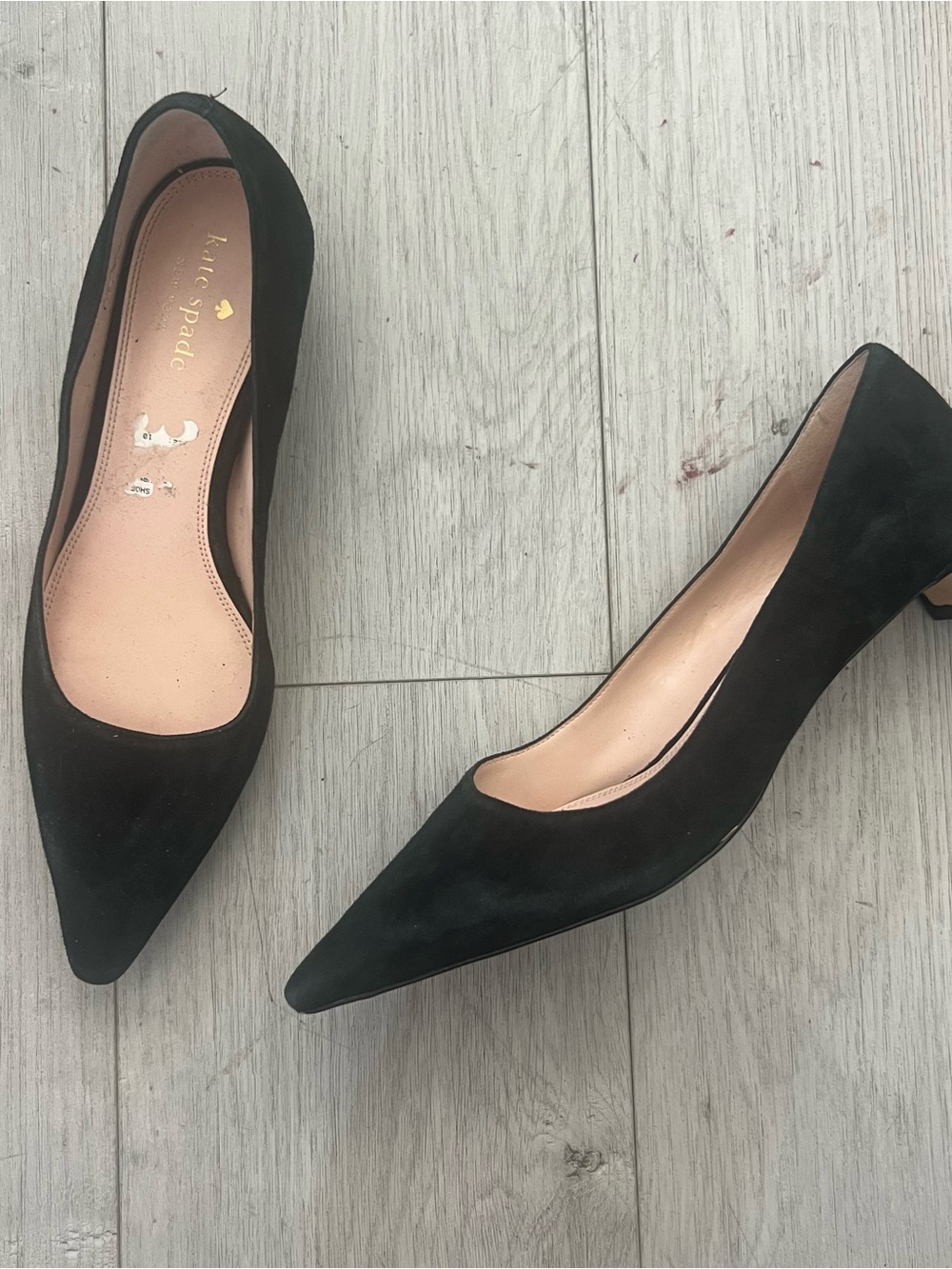 Kate Spade Miko Black Suede Pointed Toe Kitten Heel 10